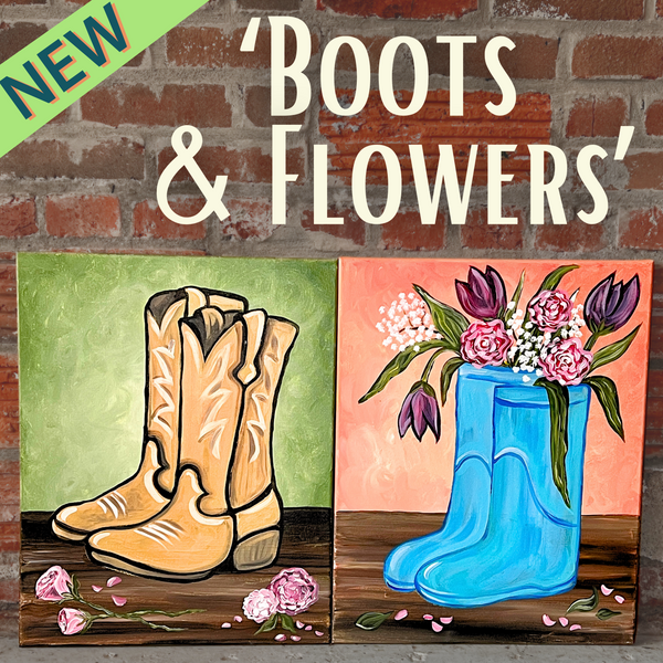 Saturday June 6th @ 7:30pm: "Boots & Flowers" Canvas Painting Class @ Studio 614