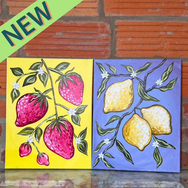 Wednesday April 30th @ 7pm: "Strawberries" or "Lemons" Canvas Painting Class @ Studio 614