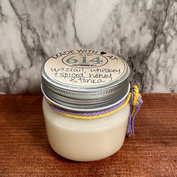 Wassail+ Whiskey+ Spiced Honey Tonka 8oz. Soy Candle