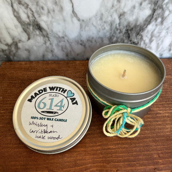Whiskey + Caribbean Teakwood 8oz. Soy Candle