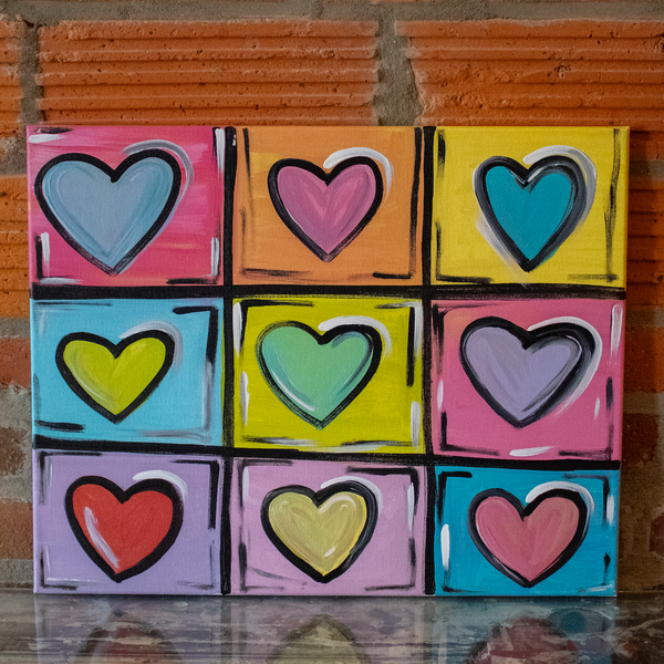Sunday February 1st @ 11am: "Hearts" Canvas Painting @ Studio 614