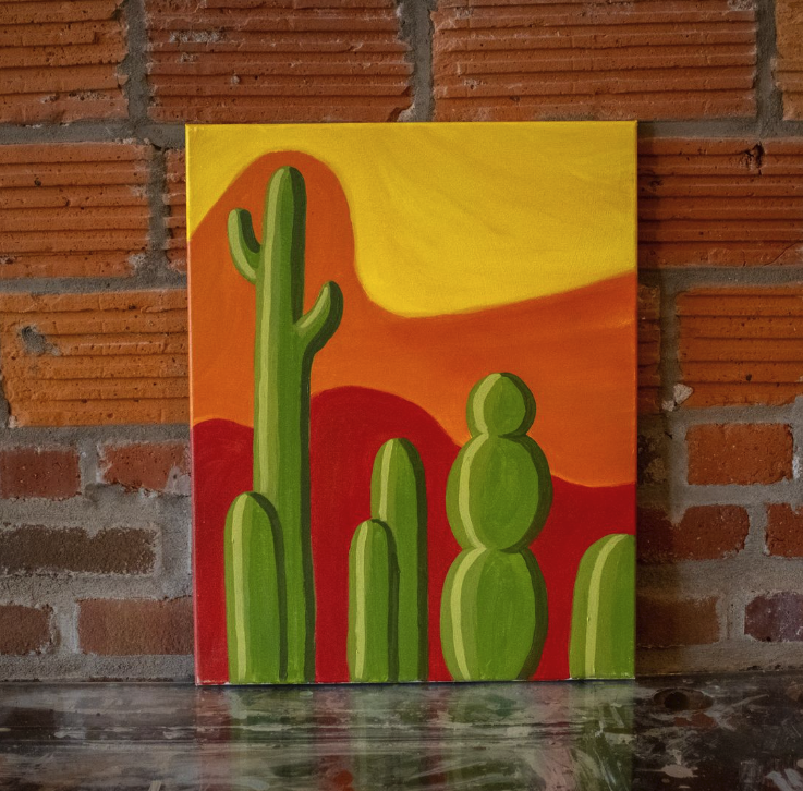 Thursday June 18th @ 7pm: "Cactus" OR "Lotus" Canvas Painting Class @ Studio 614