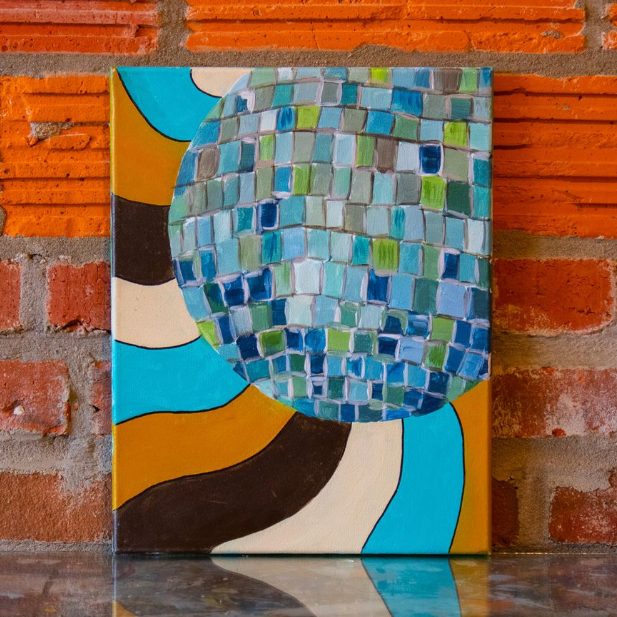 Thursday June 11th @ 7pm: "Disco Ball" Canvas Painting Class @ Studio 614