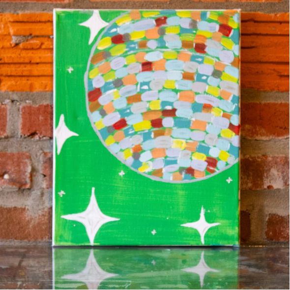 Friday August 14th @ 7pm: "Disco Ball" Canvas Painting Class @ Studio 614