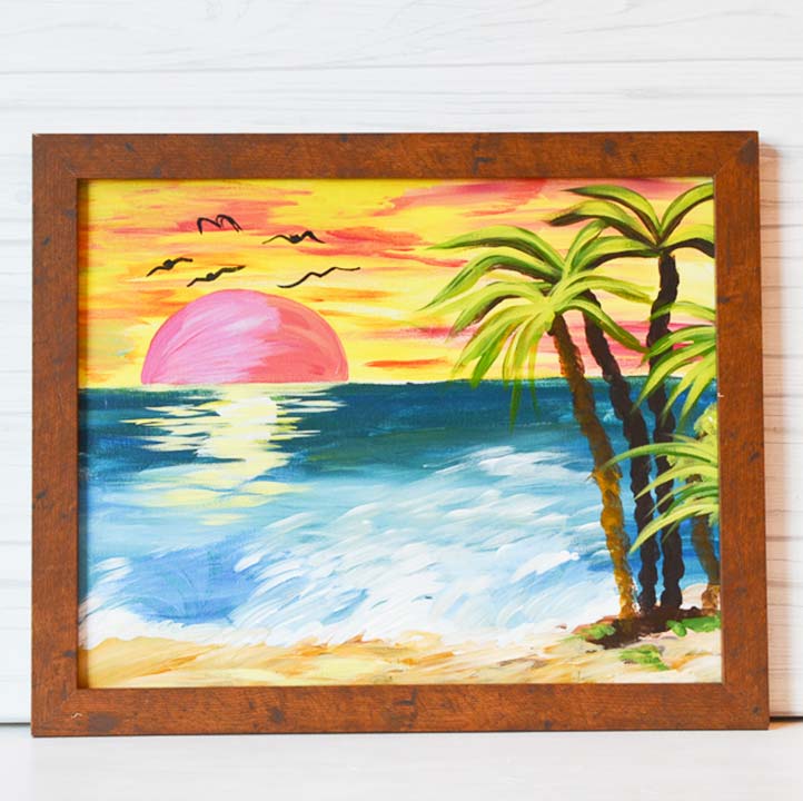 Monday, April 6, 2020: VIRTUAL Sunset on the Beach Canvas Painting C –  Studio 614